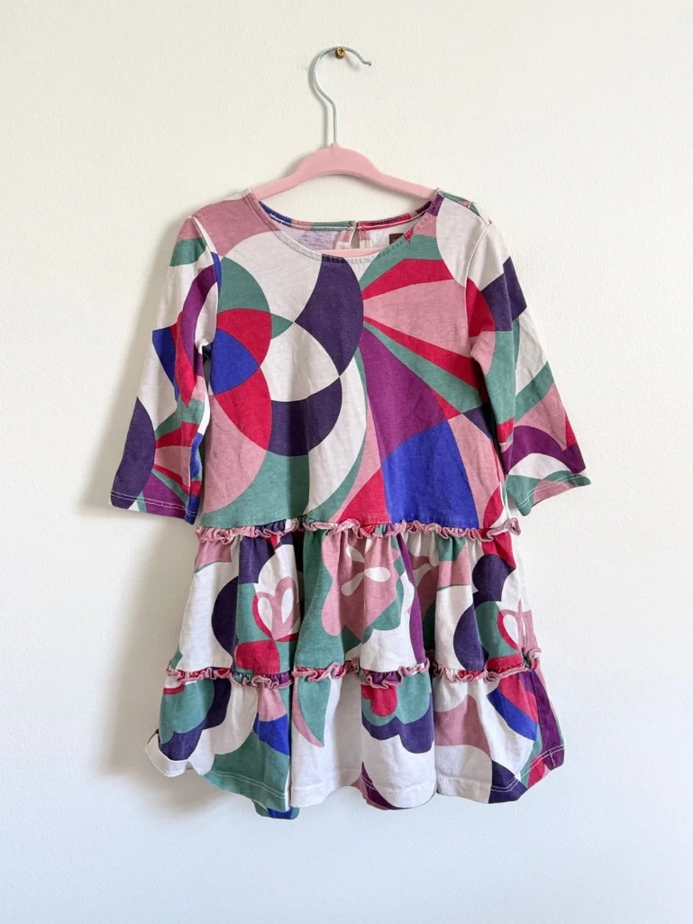 Tea Collection Girls Dress Size 4 Abstract Colorful Spring Purple Summer Cotton